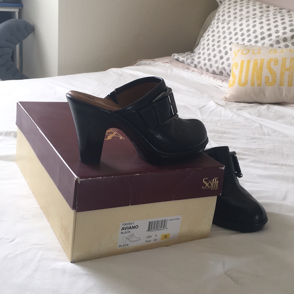 Soffit Black Clogs, Size 9, 3” Heel, Worn 1x
